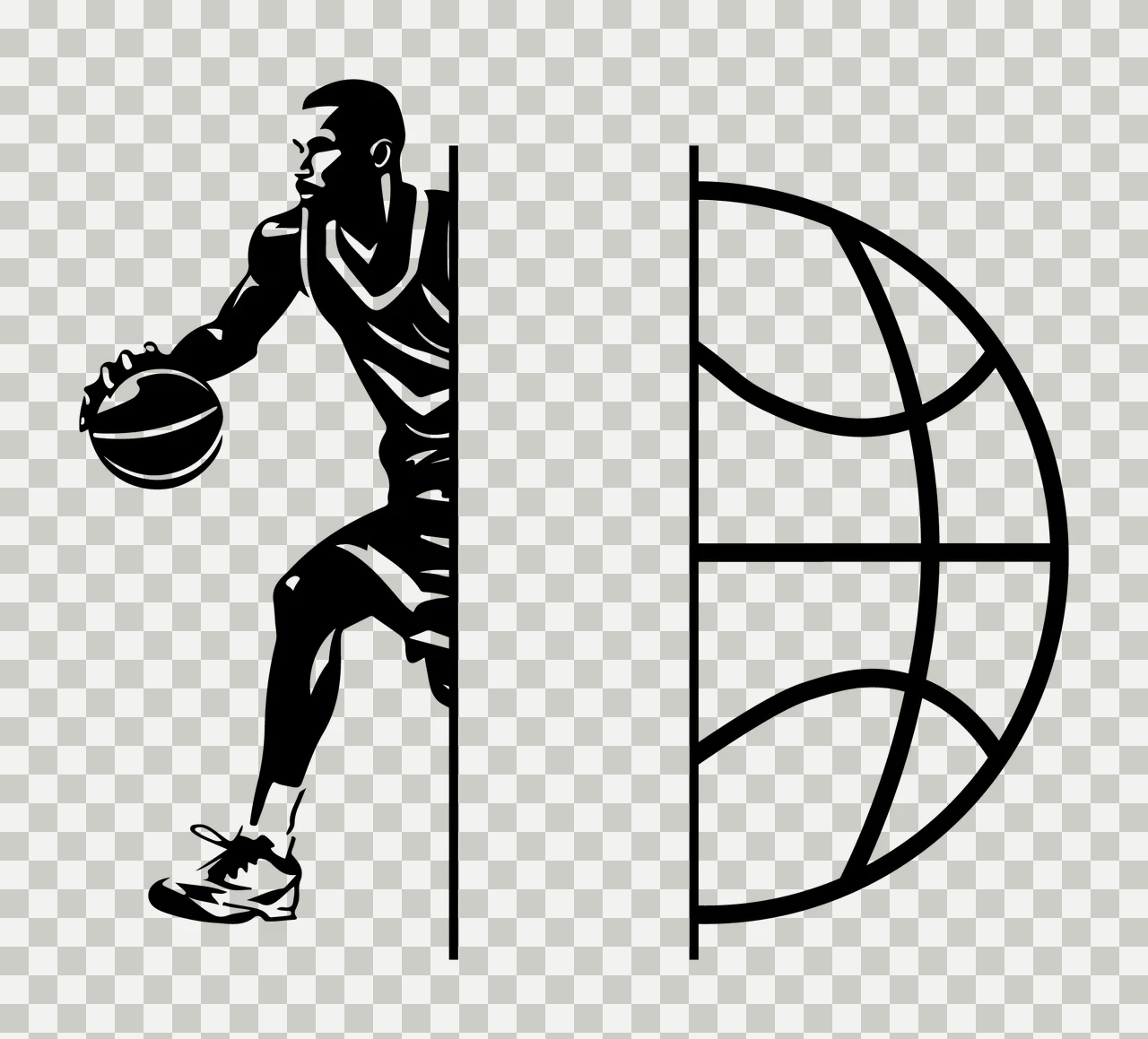 Ball Basketball Player And Split Design Dribbling human figure transparency and detail preview thumbnail