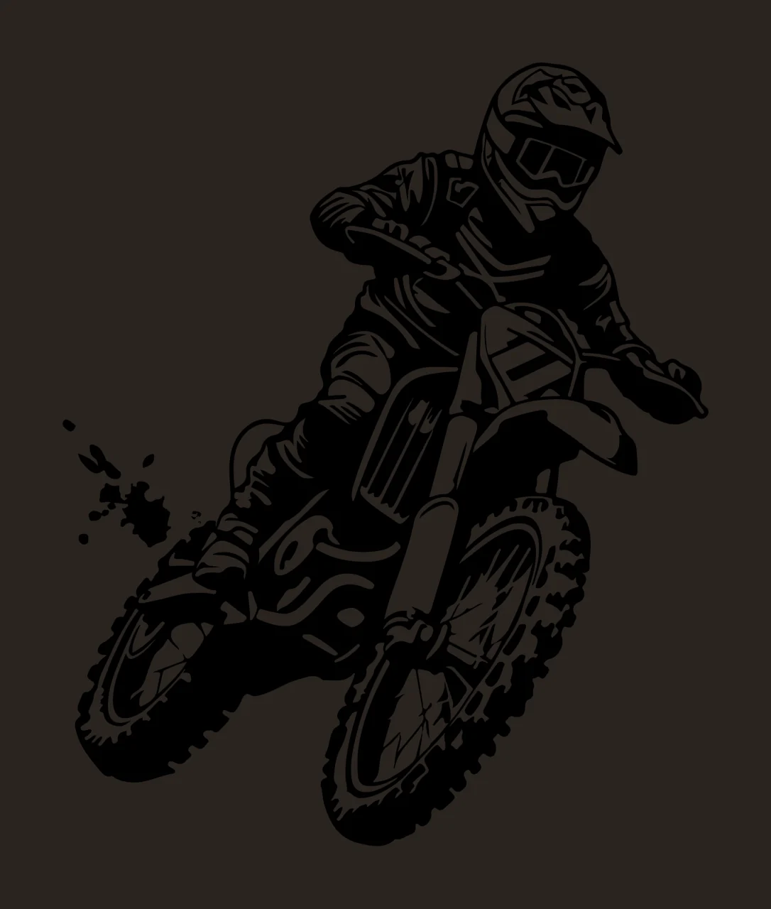 Motorcyclist Jumping On Dirt Bike motorcycle rider helmet black contrast preview thumbnail