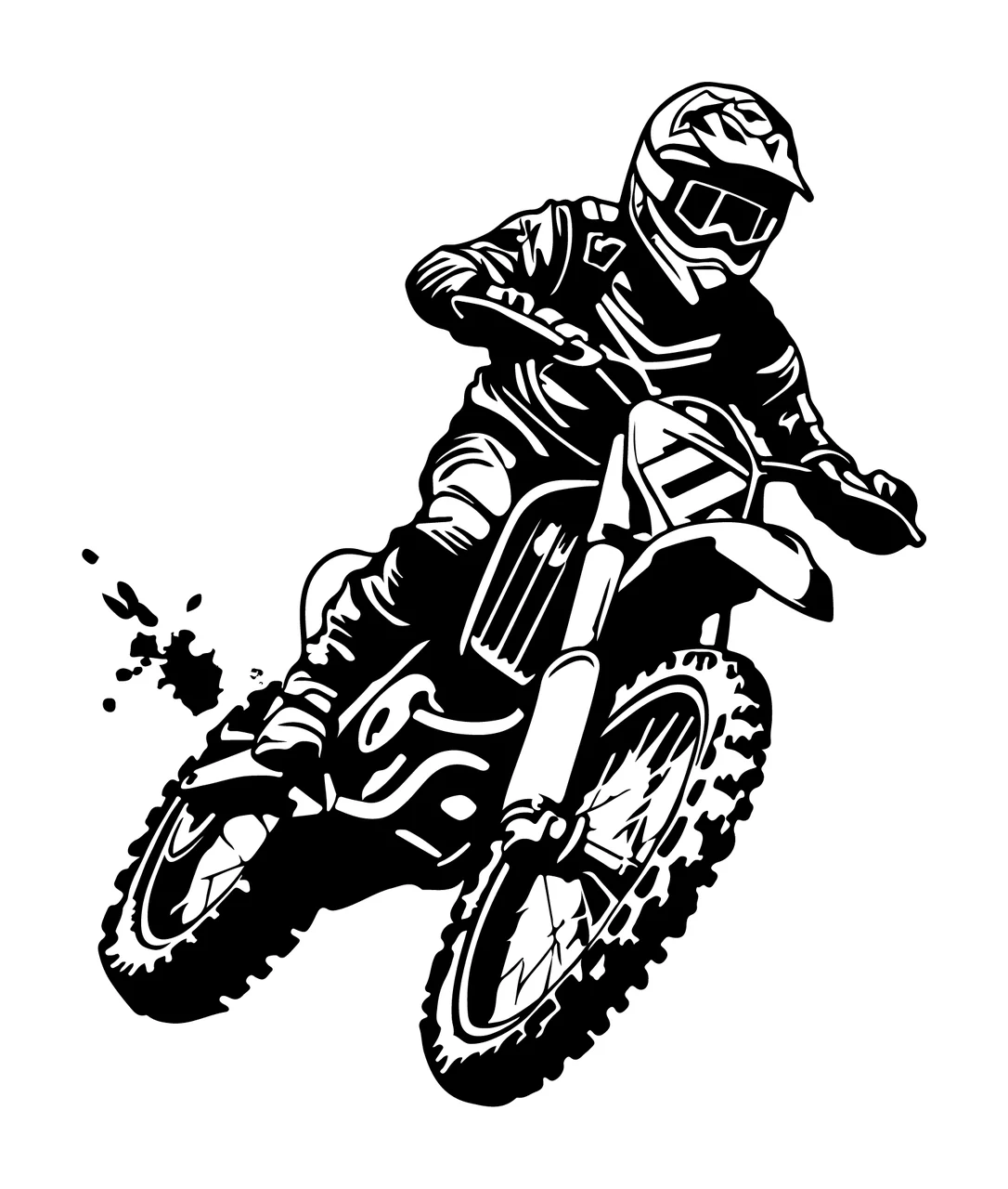 Motorcyclist Jumping On Dirt Bike motorcycle rider helmet black