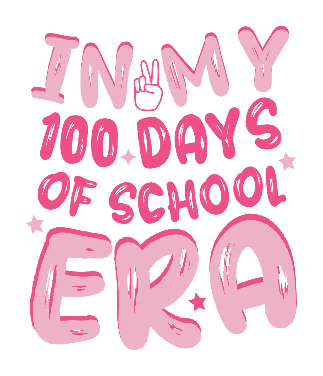 In My 100 Days Of School Era text and hand symbol stars graphic