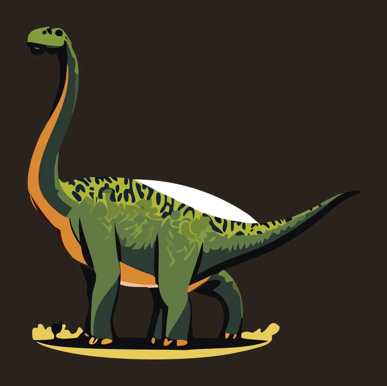 Dinosaur Silhouette With Long Neck standing tail black white contrast preview thumbnail