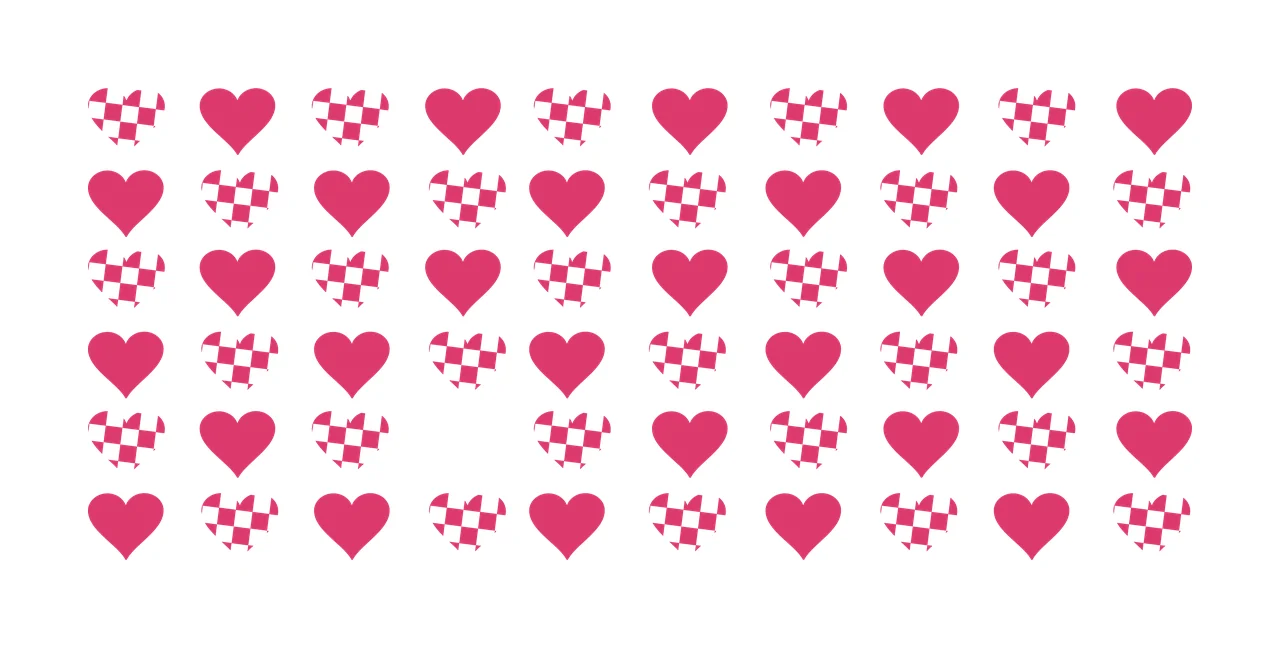 Can Glass Wrap Checkered And Plain Heart Grid hearts pattern