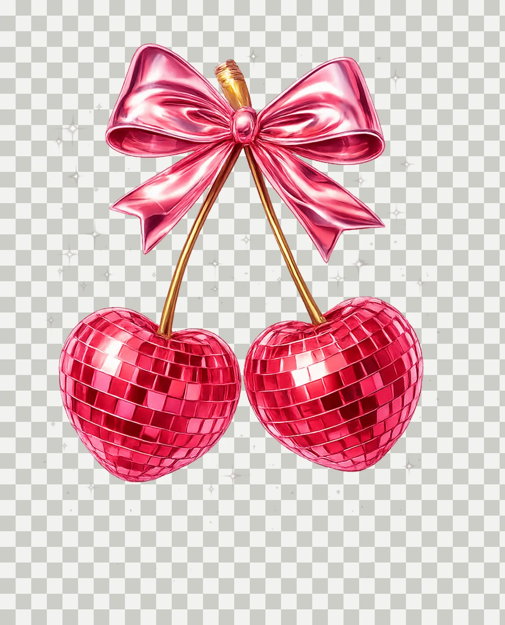 Valentines cherries disco heart design retro cherries trendy transparency and detail preview thumbnail