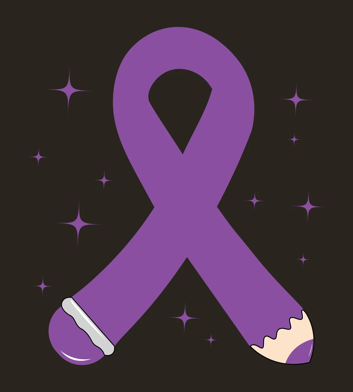 Awareness Ribbon With Surrounding Stars silhouette black white contrast preview thumbnail