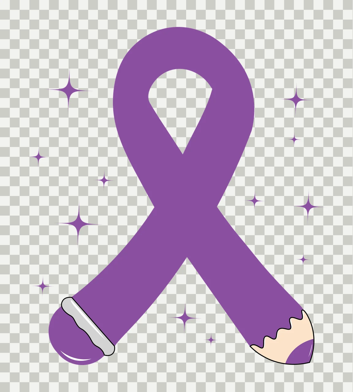 Awareness Ribbon With Surrounding Stars silhouette black white transparency and detail preview thumbnail