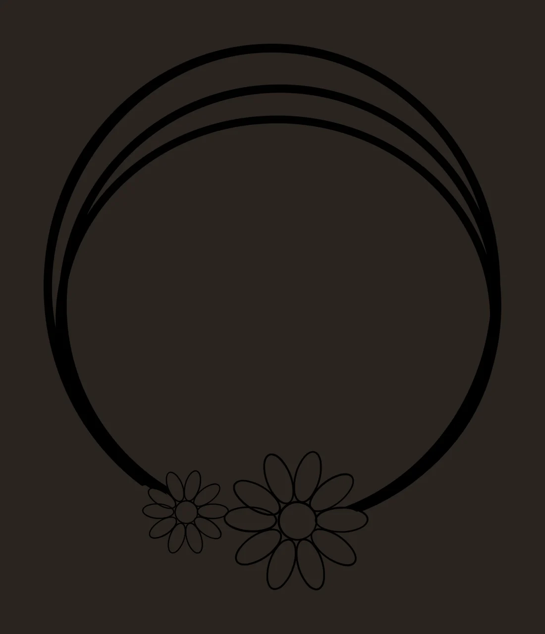 Keychain Triple Line Circle With Daisies framing flowers lines contrast preview thumbnail