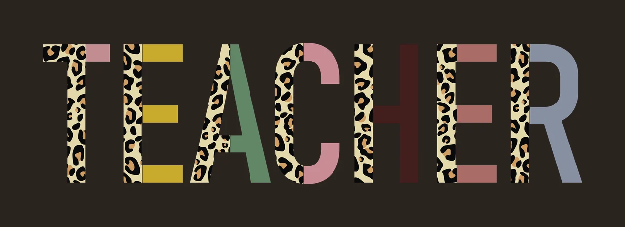 Teacher Black Text With Patterned Fill On White pattern typography contrast preview thumbnail