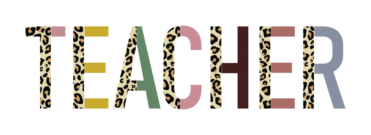Teacher Black Text With Patterned Fill On White pattern typography