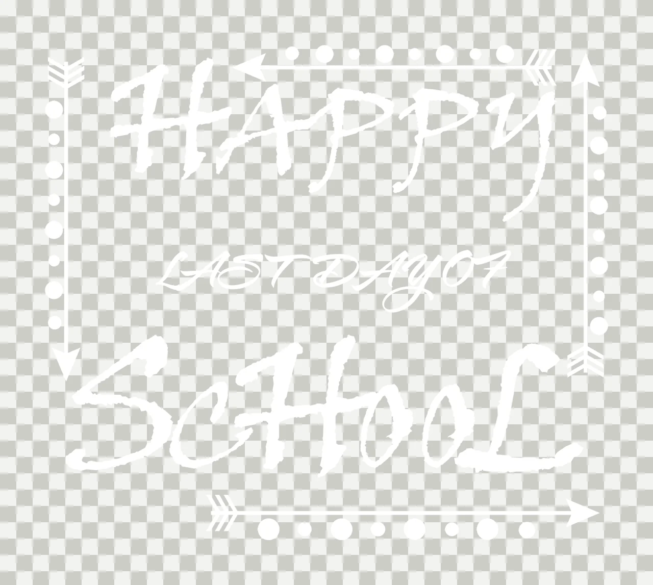 Happy Last Day Of School Sign framing arrow dot black white transparency and detail preview thumbnail