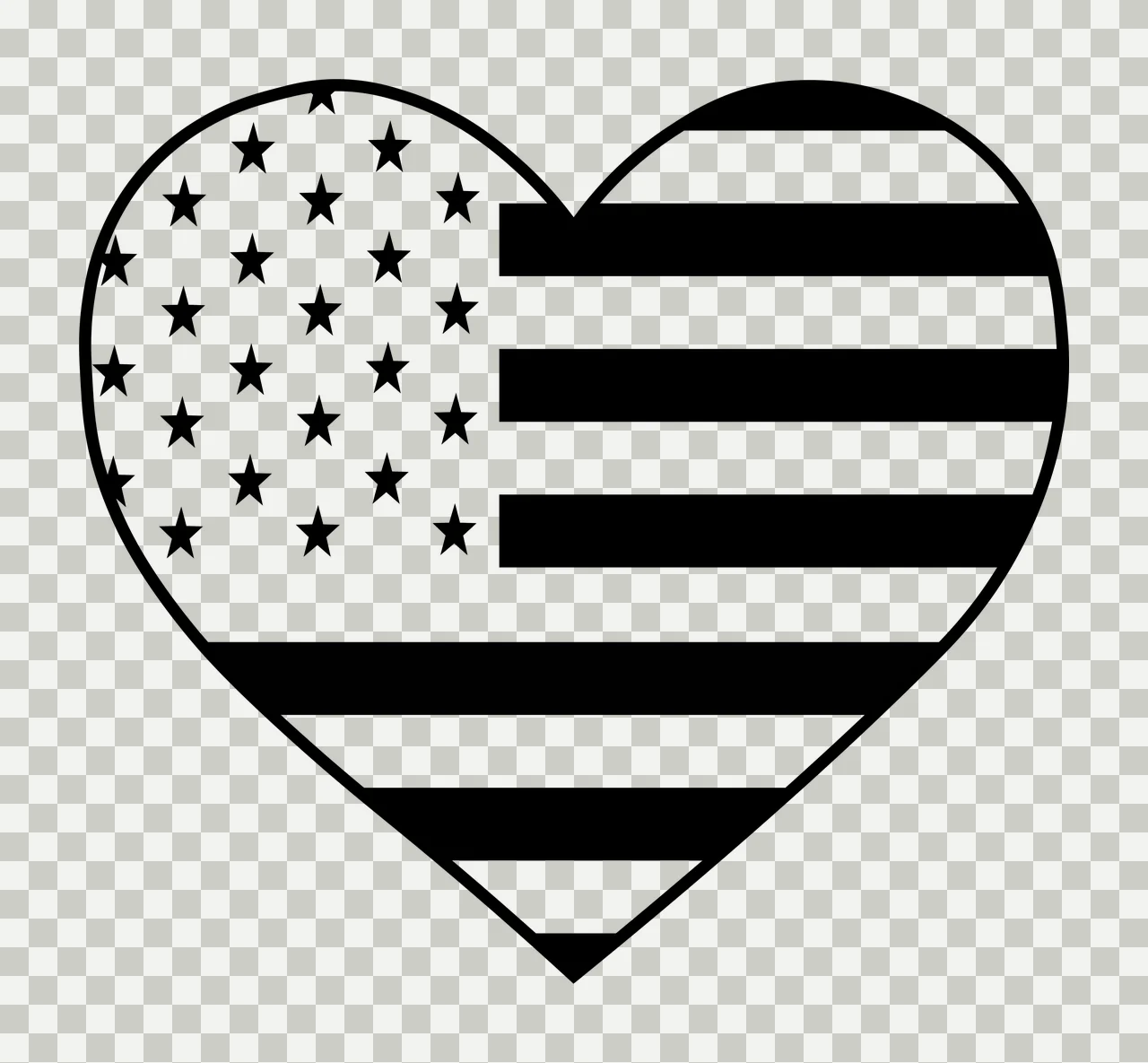 Heart Black Shaped Graphic With Stars And Parallel shape horizontal transparency and detail preview thumbnail
