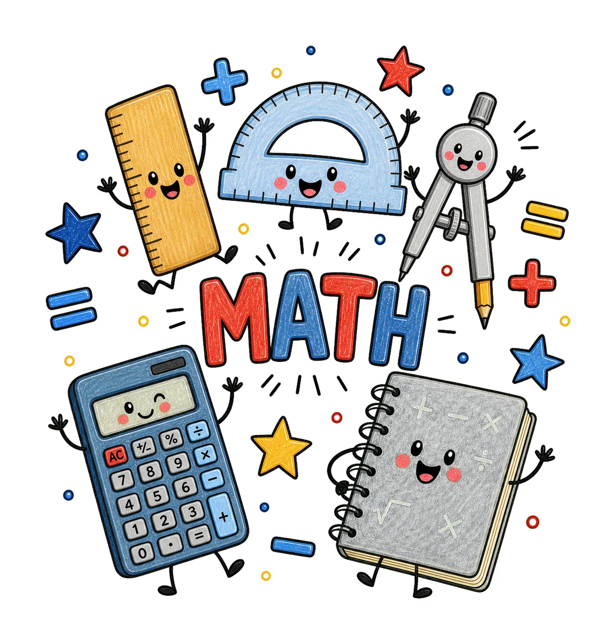Math Teacher Doodle Characters Geometry Teacher Variation A