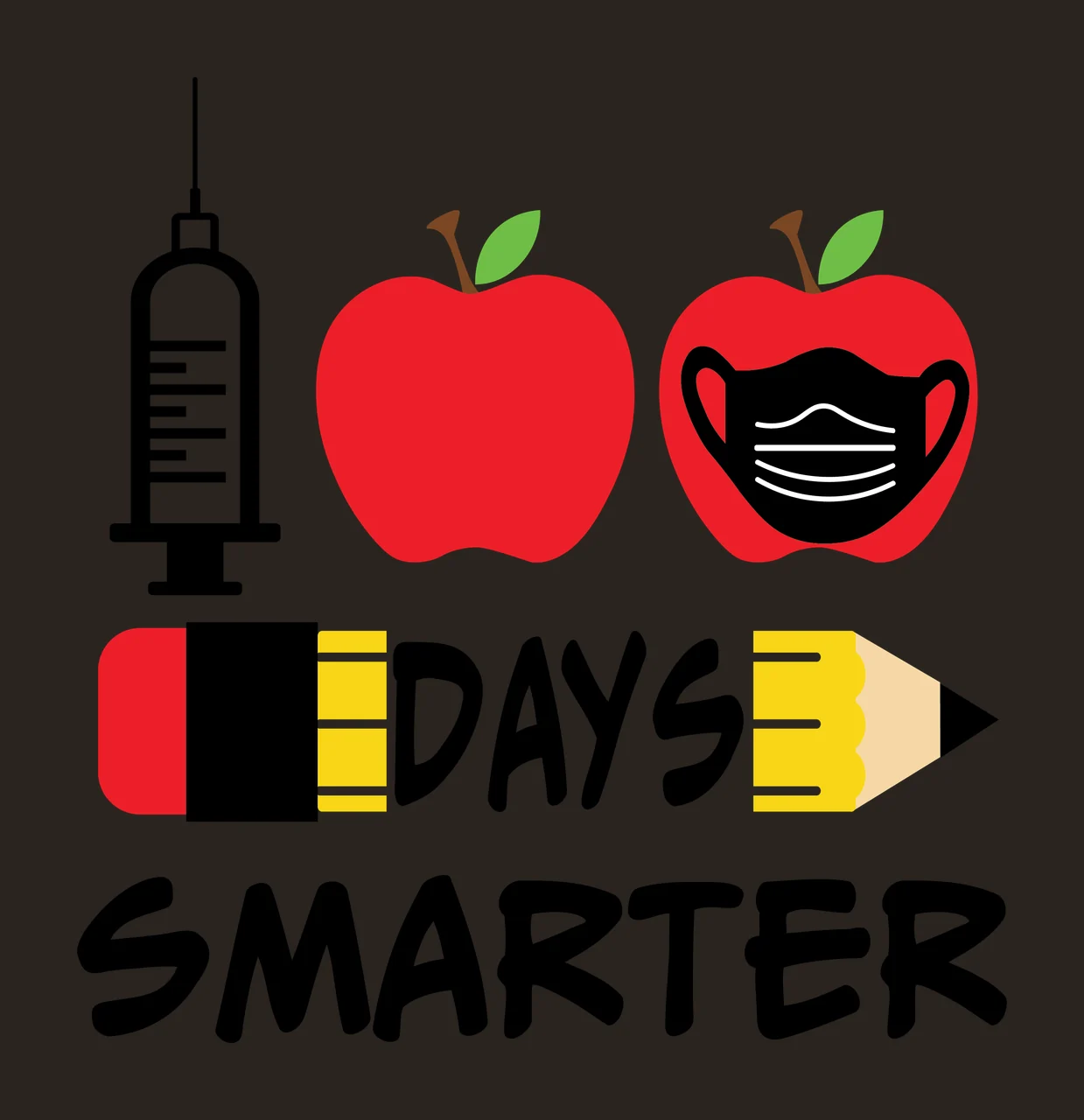 100 Days Smarter Apple Syringe Pencil Text and icons Educational contrast preview thumbnail