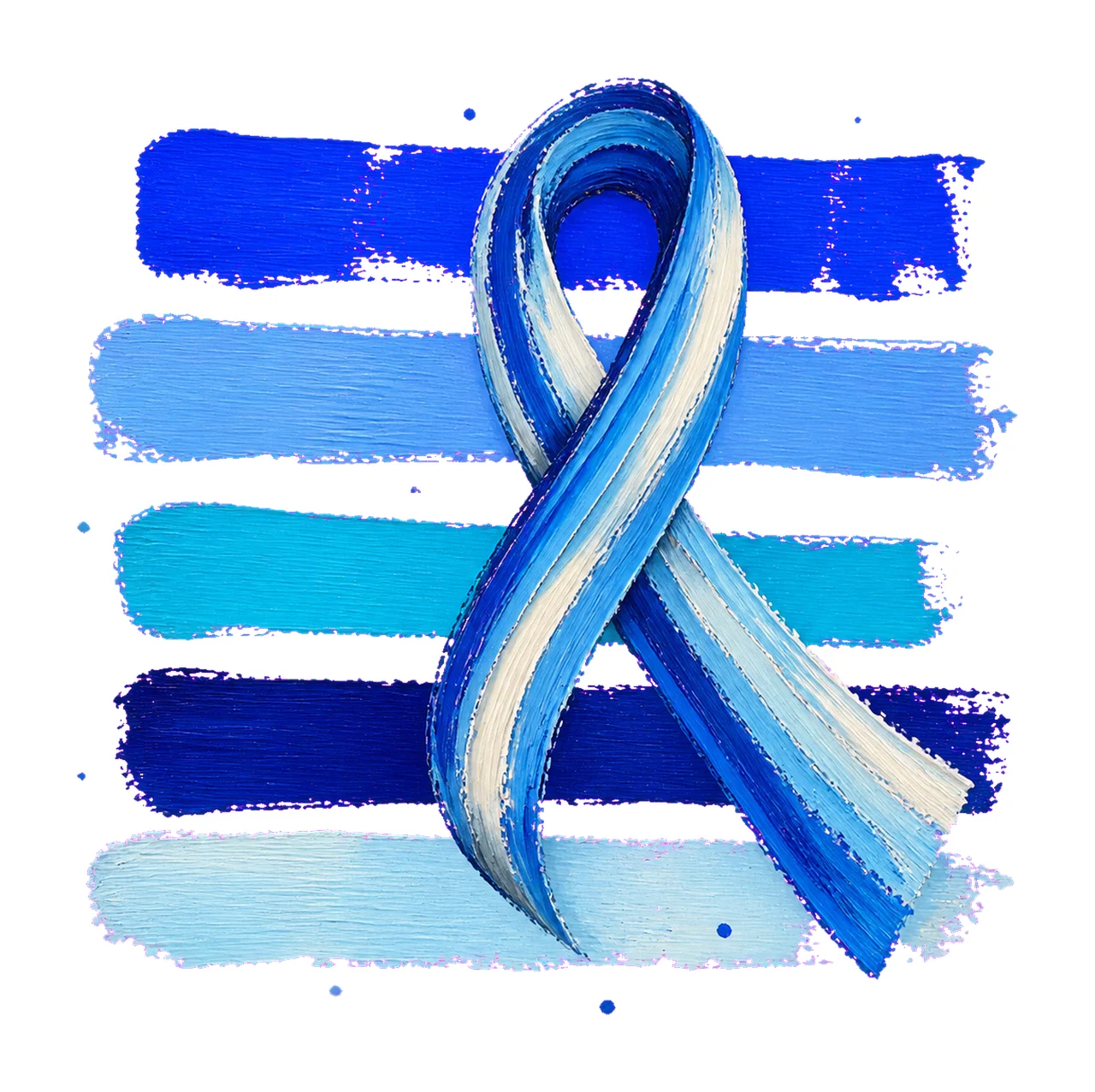 Blue Diabetes Awareness Ribbon Brush Stripes Variation D
