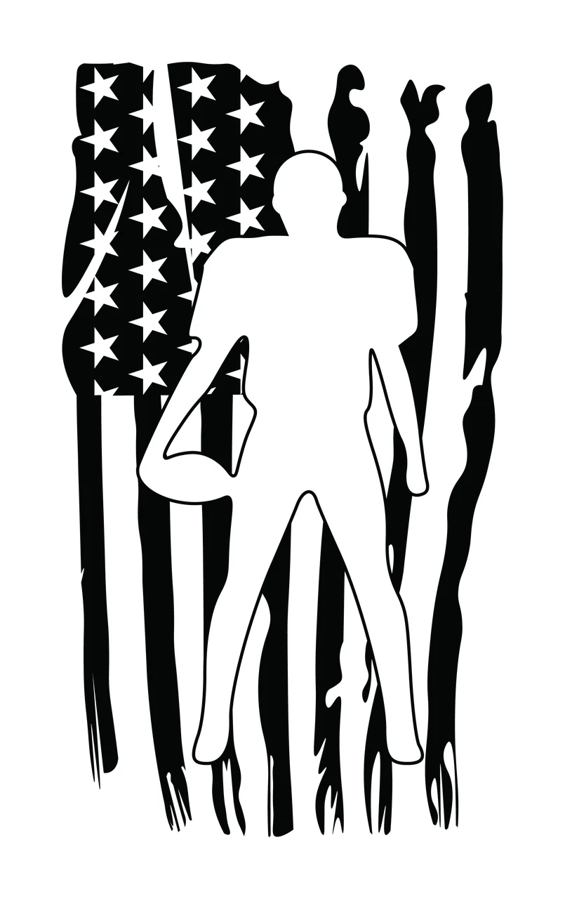 Football Flag Player Silhouette Distressed standing on black