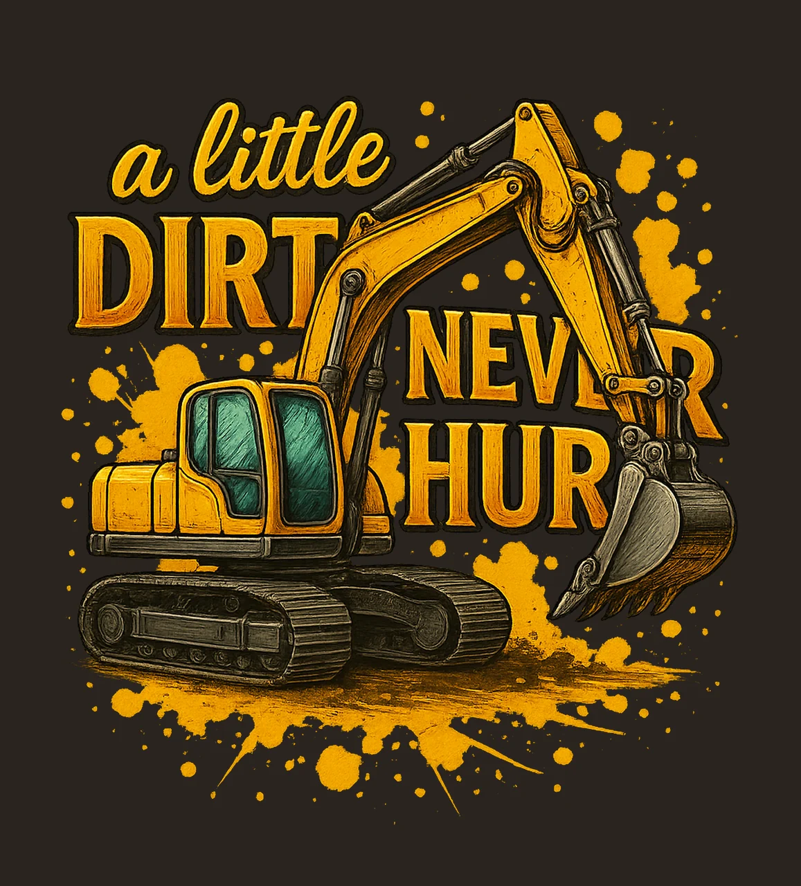 Little Dirt Never Hurt Excavator Construction Artwork Kids contrast preview thumbnail