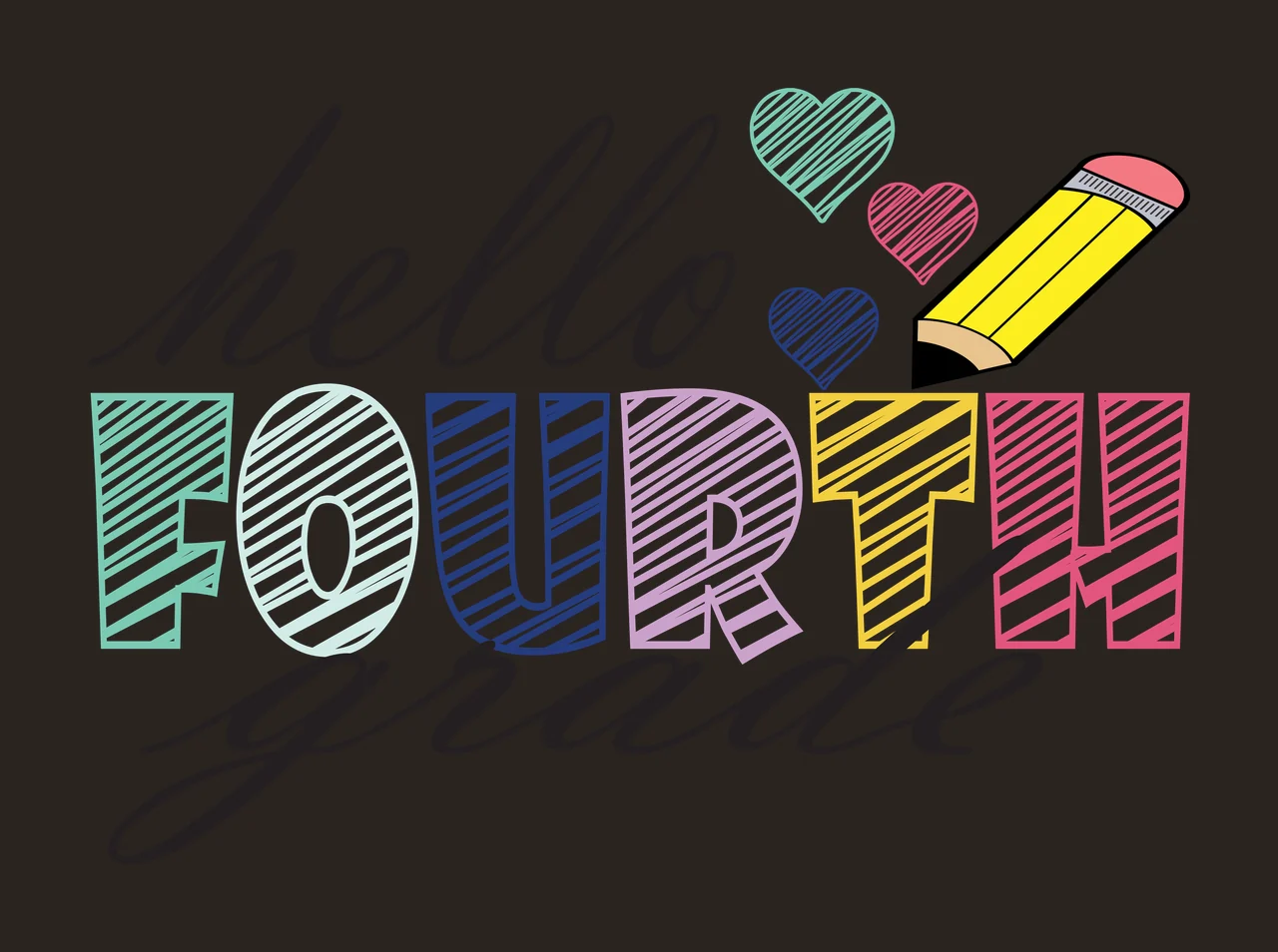 Hello Fourth Grade Script Pencil Art lettering drawing heart contrast preview thumbnail