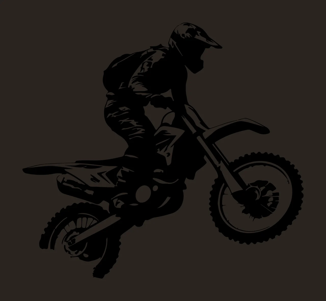 Motorcyclist Jumping On Dirt Bike Silhouette motorcycle helmet contrast preview thumbnail