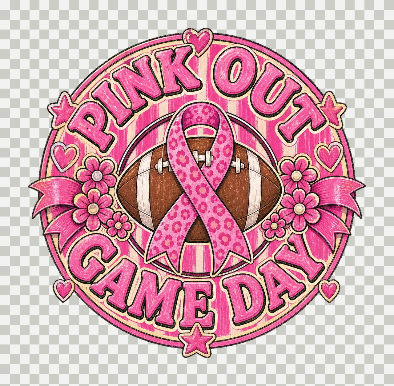 Pink Out Game Day Breast Cancer Football Design Variation B transparency and detail preview thumbnail