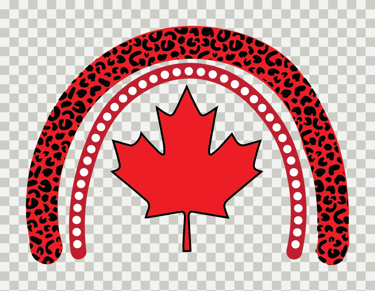 Maple Leaf Under Arched Dotted Lines arches dots black shape transparency and detail preview thumbnail