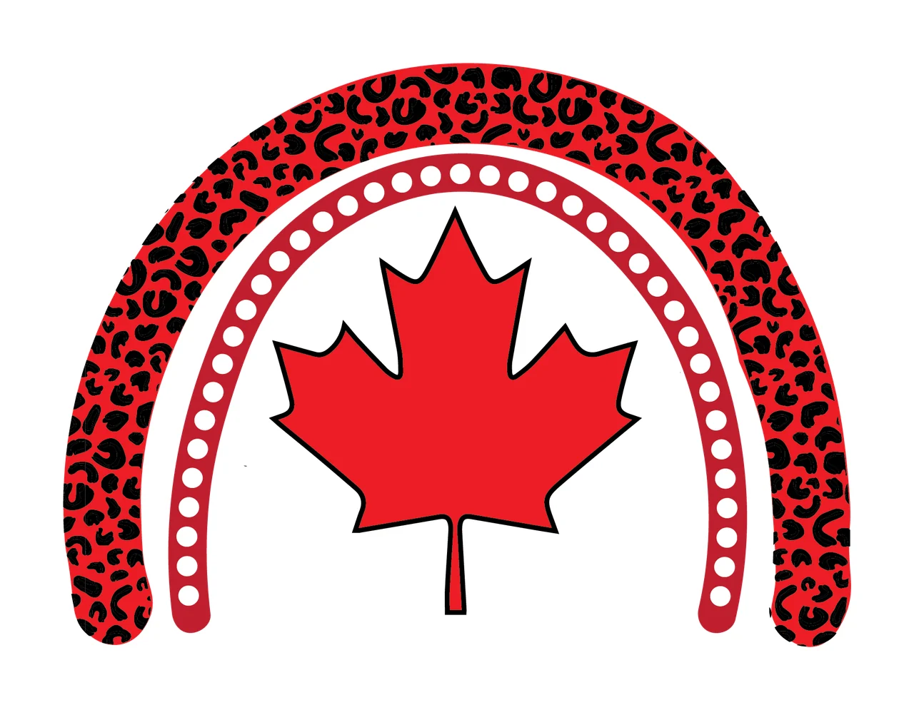 Maple Leaf Under Arched Dotted Lines arches dots black shape