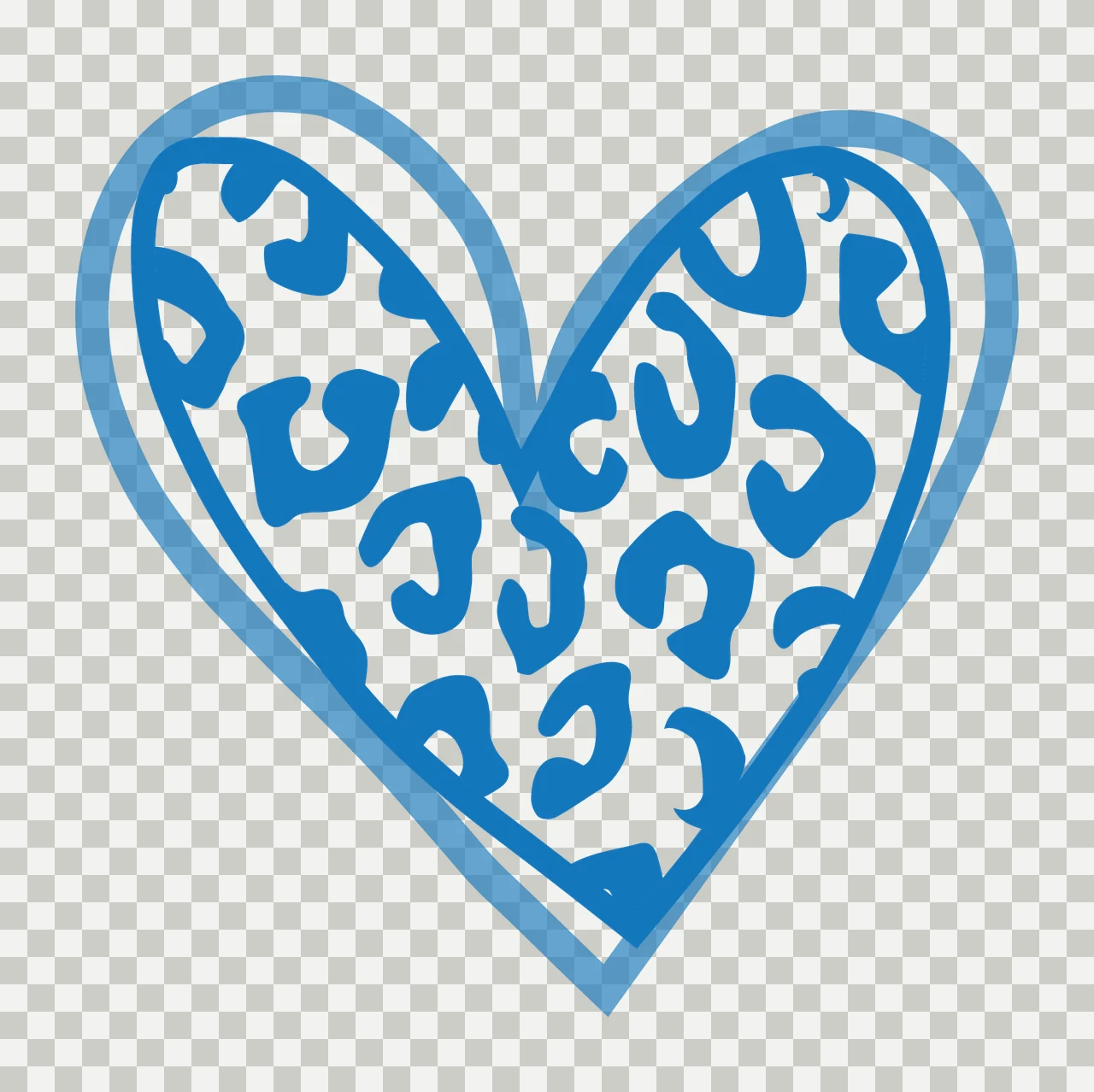 Leopard Print Filled Heart Shape pattern minimalist outline transparency and detail preview thumbnail