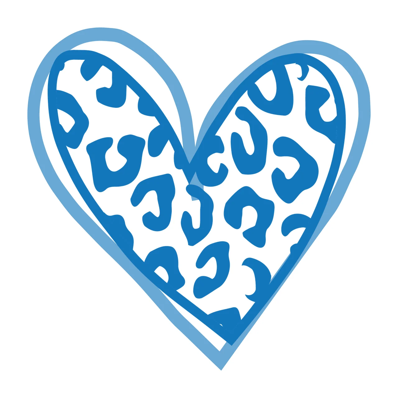 Leopard Print Filled Heart Shape pattern minimalist outline