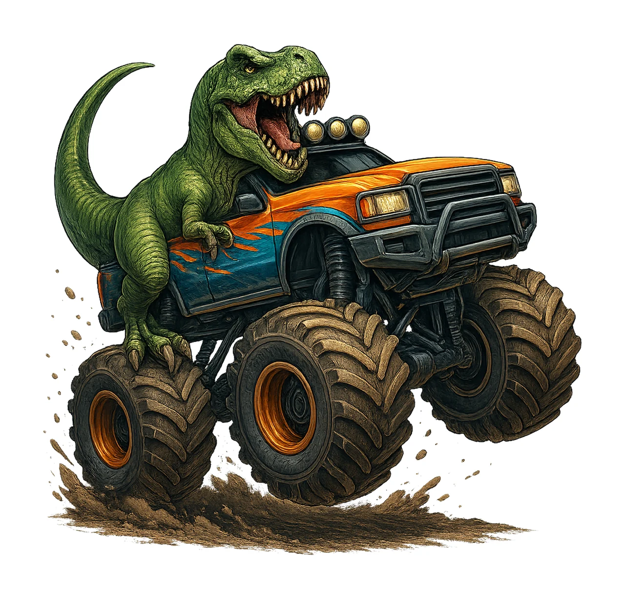Monster Truck Rex Dinosaur Sublimation Design Dinosaur