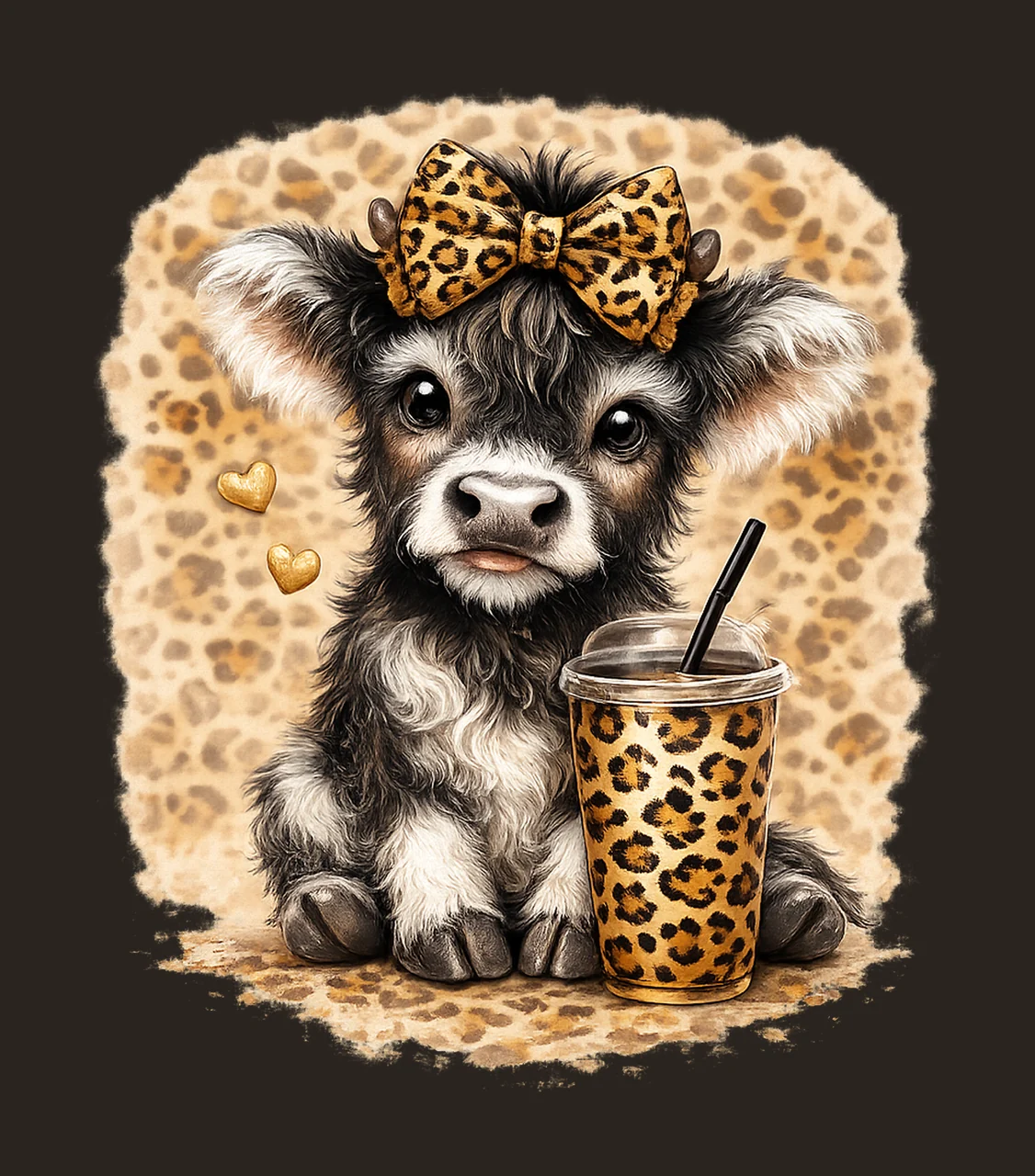 Cute Highland Cow Valentines Day Western Retro Heart Love contrast preview thumbnail