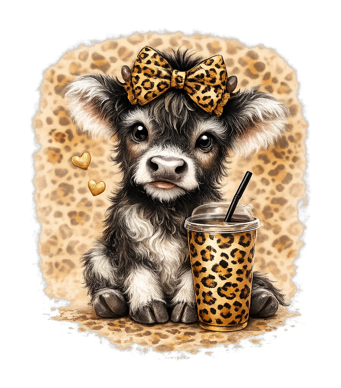 Cute Highland Cow Valentines Day Western Retro Heart Love