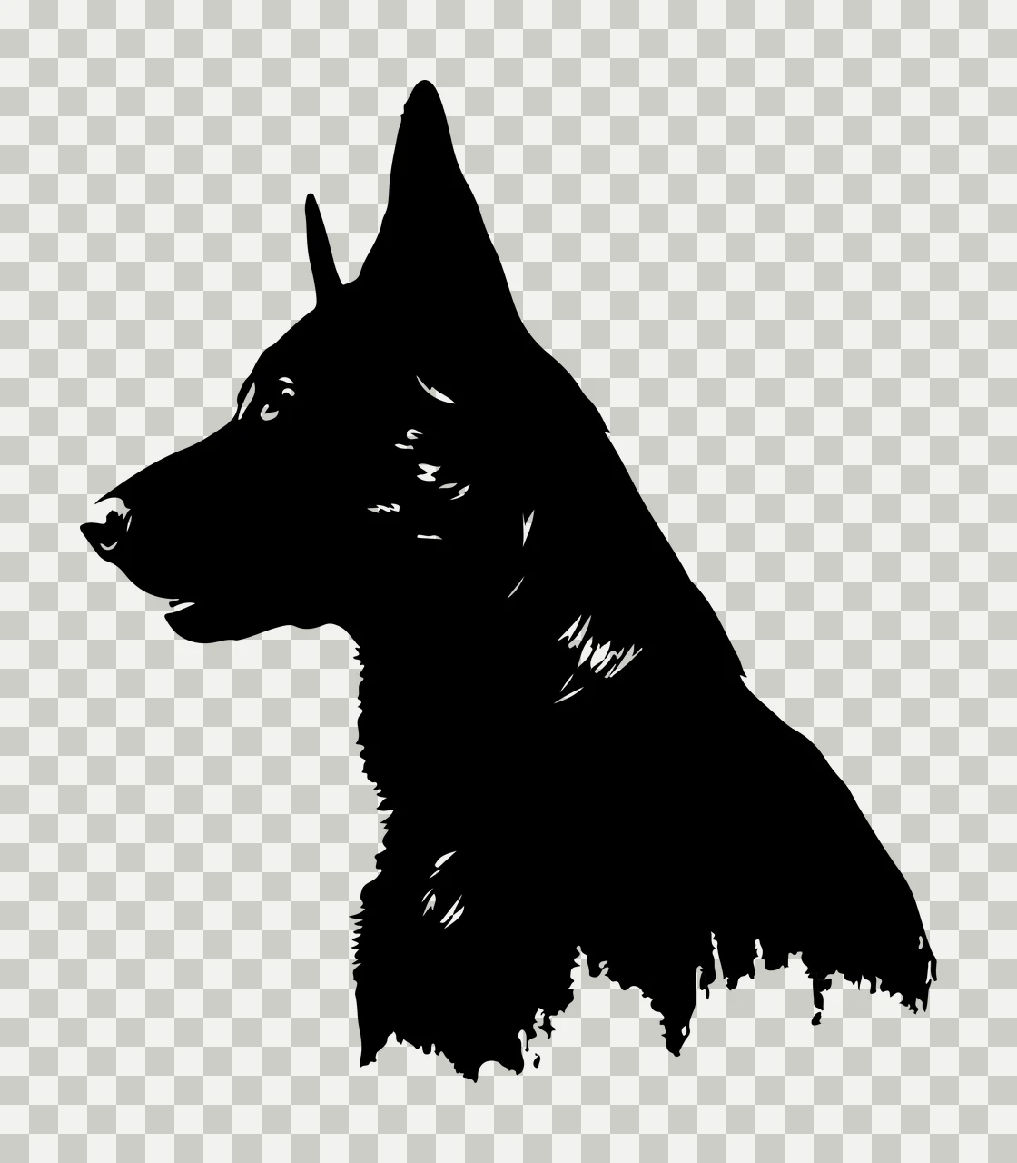 Dog Side Profile Black Silhouette Standing head fur white animal transparency and detail preview thumbnail