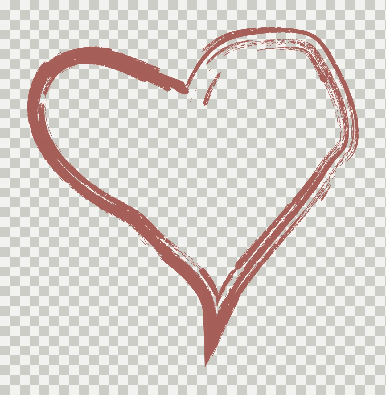 Brush Heart Outline With Textured Strokes outlined stroke black transparency and detail preview thumbnail