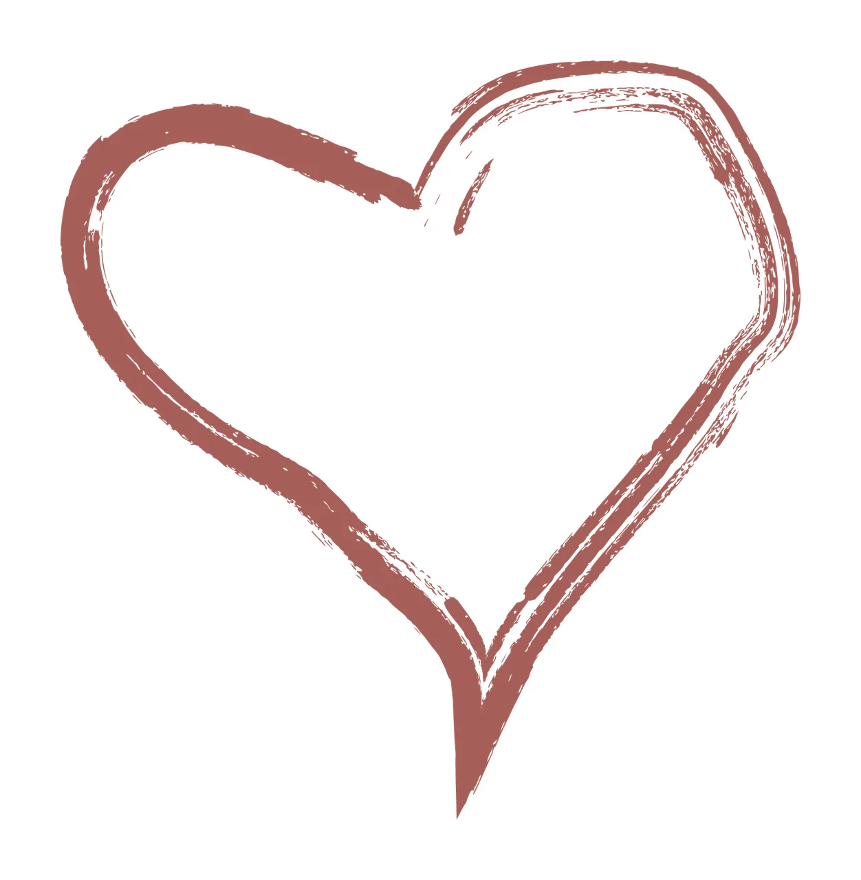 Brush Heart Outline With Textured Strokes outlined stroke black