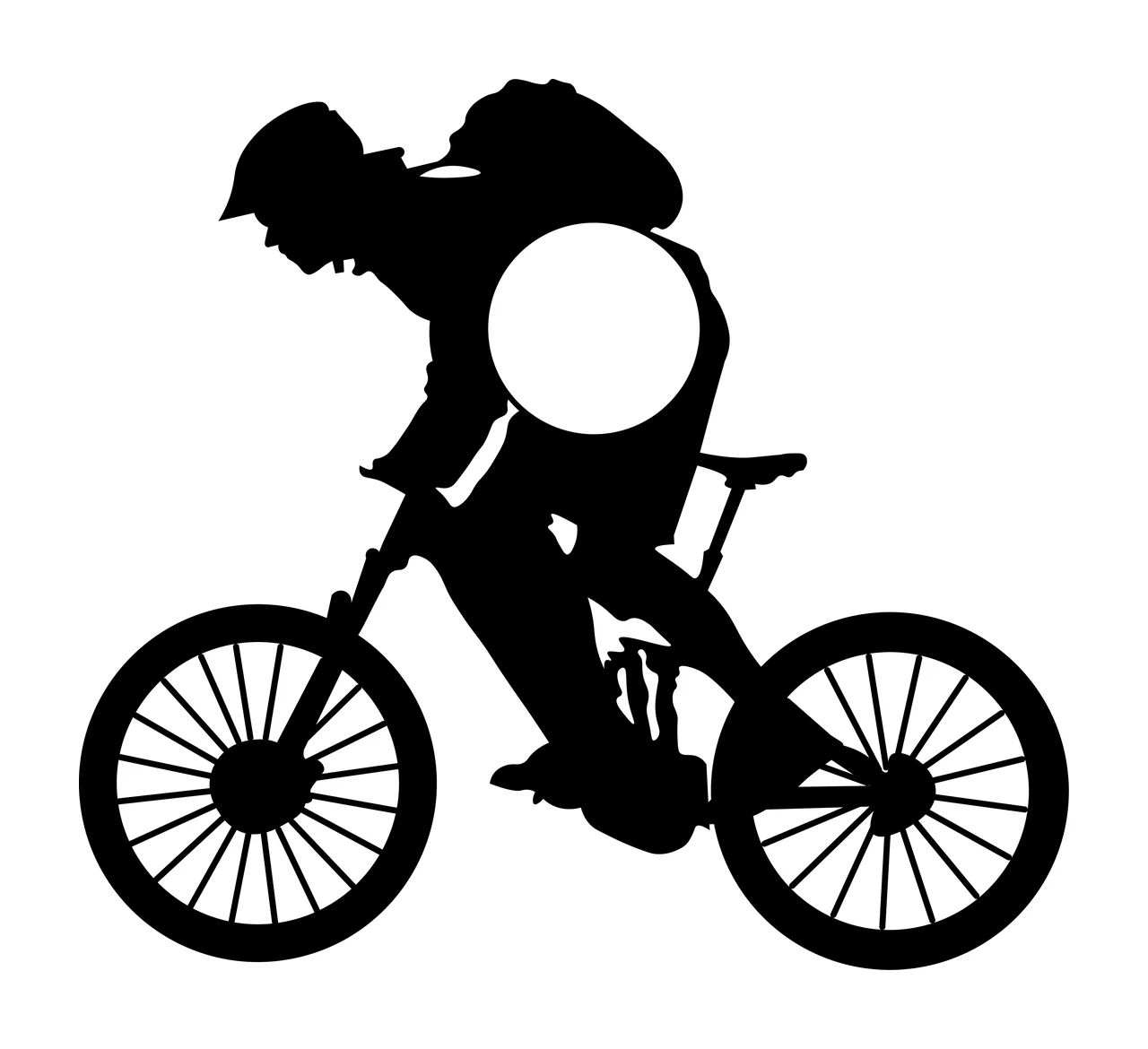 Cyclist Silhouette With Round Element cycling bicycle circle