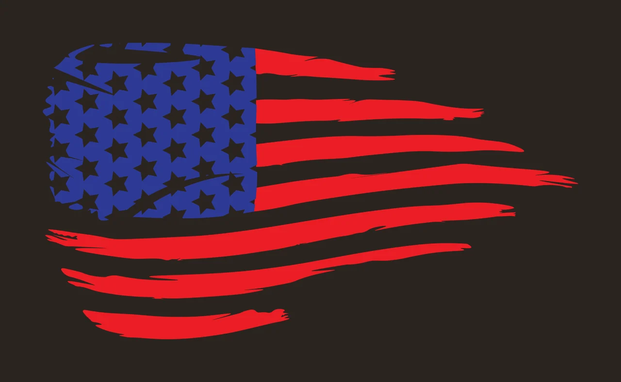 Flag Distressed American Horizontal Silhouette Waving Stars contrast preview thumbnail