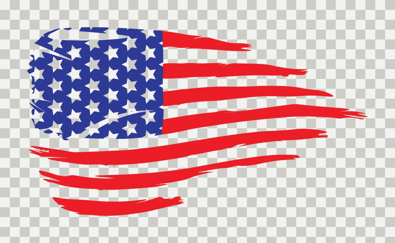 Flag Distressed American Horizontal Silhouette Waving Stars transparency and detail preview thumbnail