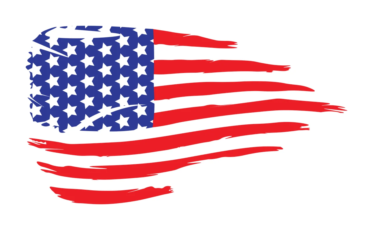 Flag Distressed American Horizontal Silhouette Waving Stars