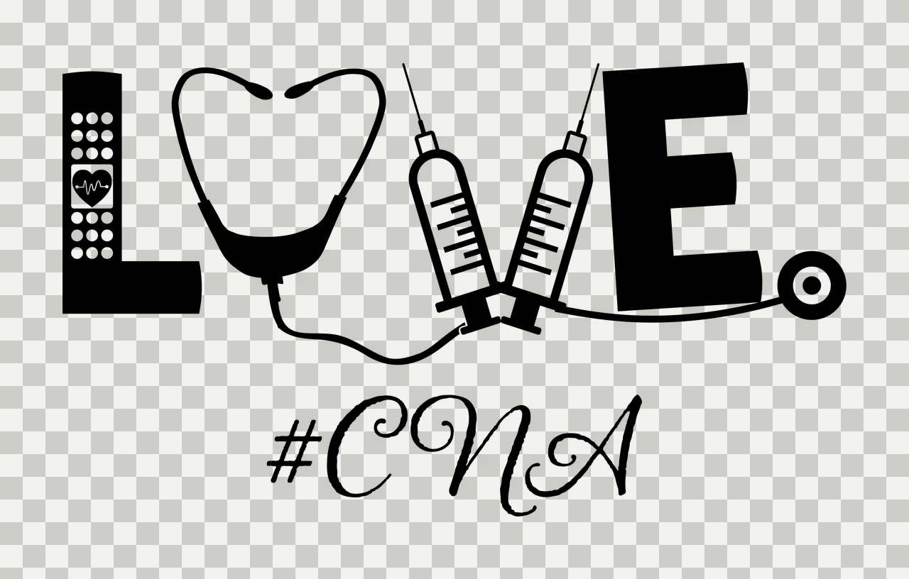 Love Cna Text With Stethoscope And Syringes Forming letters transparency and detail preview thumbnail