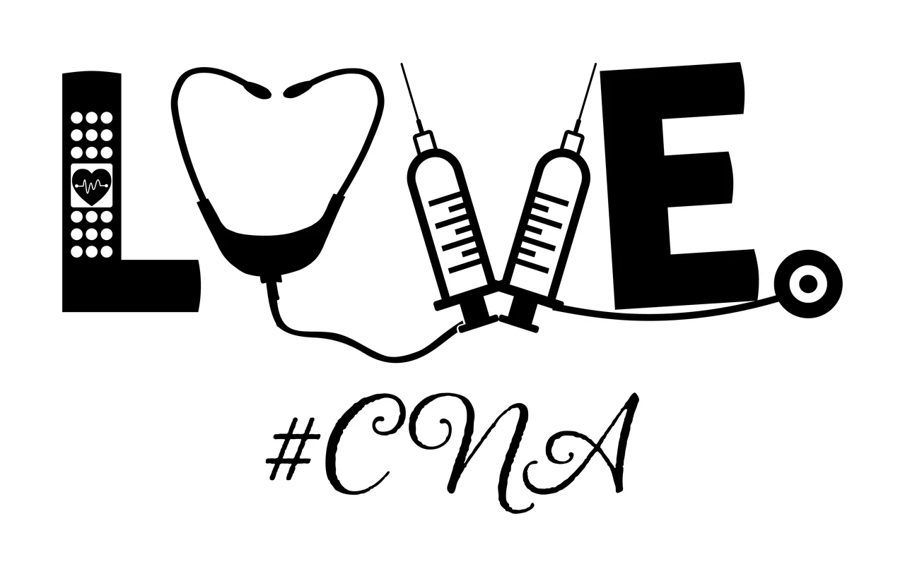 Love Cna Text With Stethoscope And Syringes Forming letters