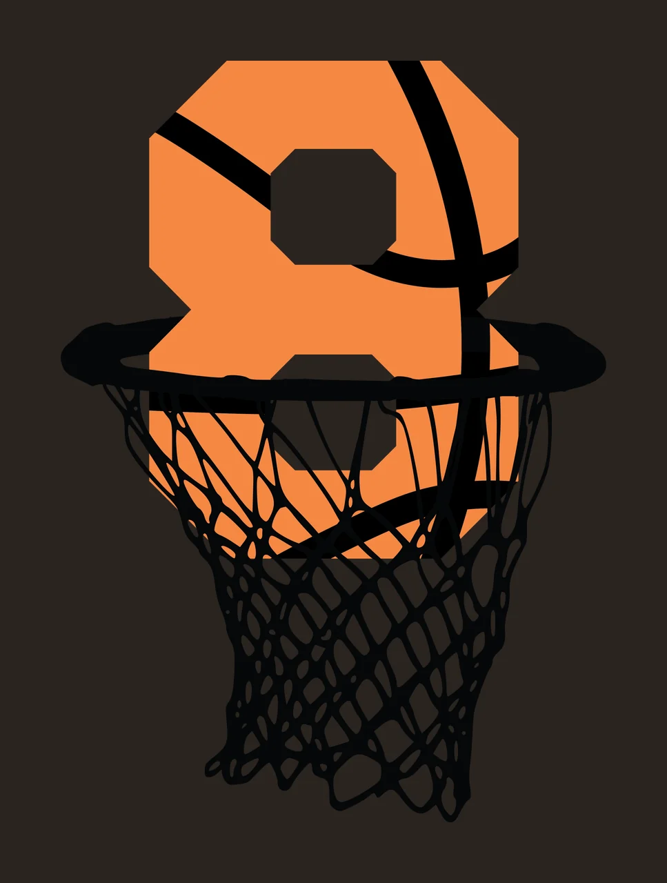 Basketball Number 8 Black Silhouette Of Eight Inside hoop net contrast preview thumbnail