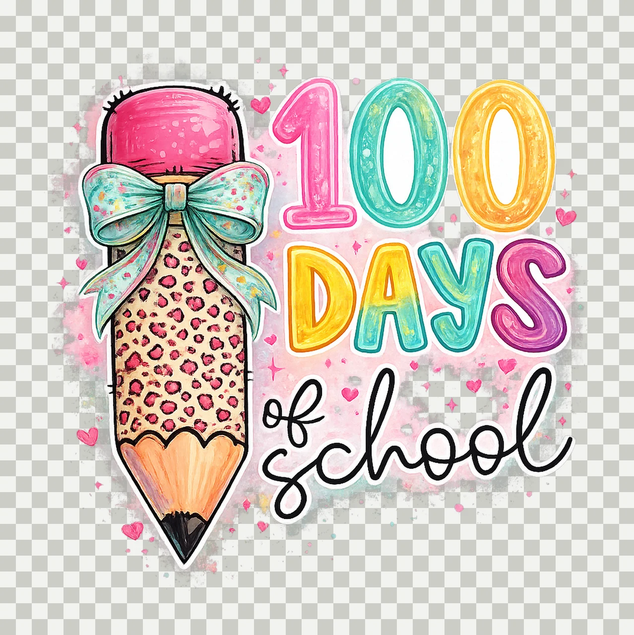 100 Days of School Coquette Bow Pencil Preppy Teacher Shirt transparency and detail preview thumbnail
