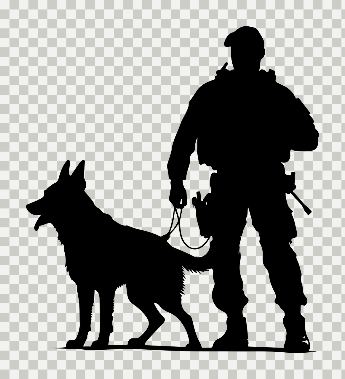 Dog Uniformed Individual With German Shepherd standing leash transparency and detail preview thumbnail
