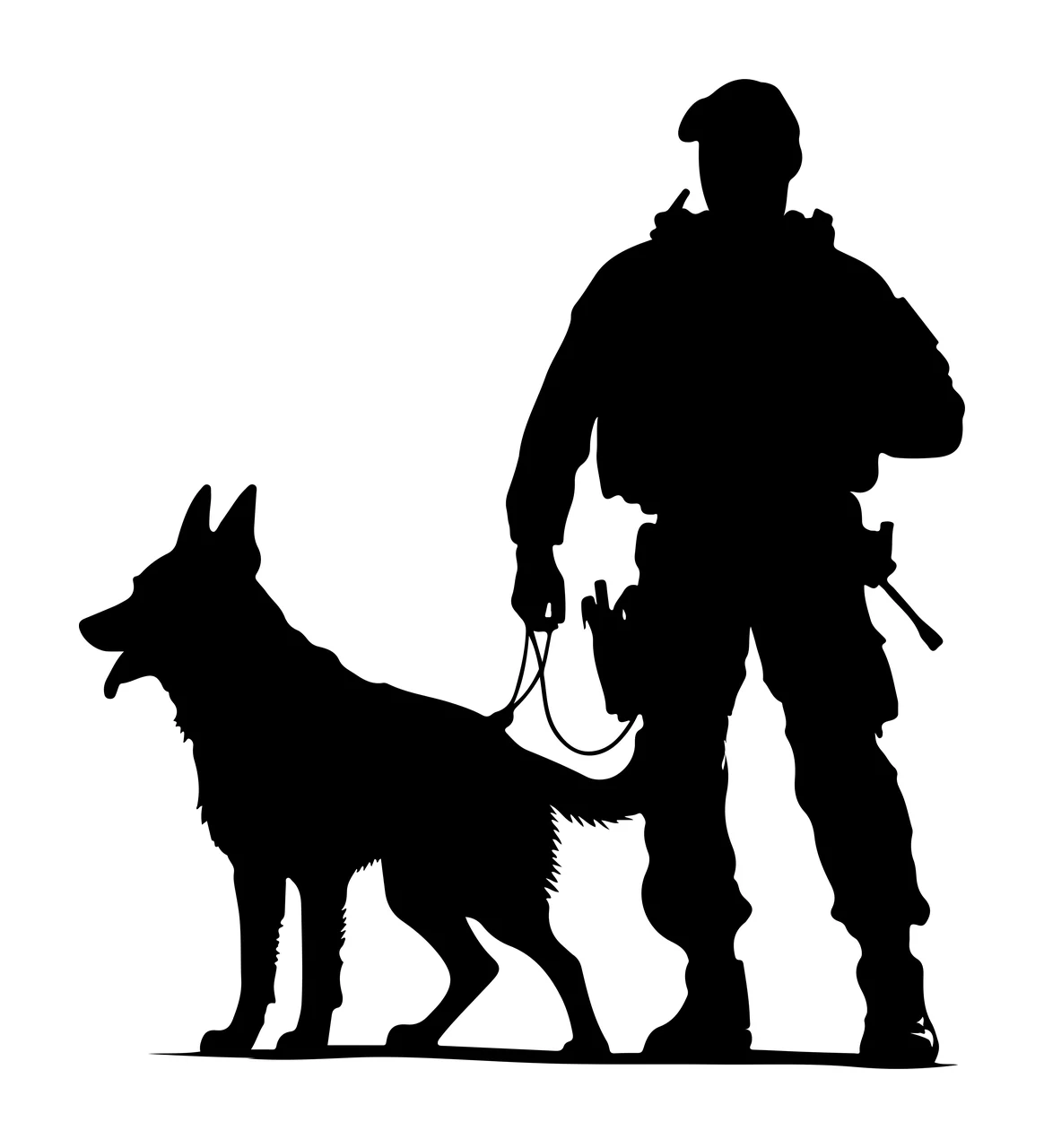 Dog Uniformed Individual With German Shepherd standing leash