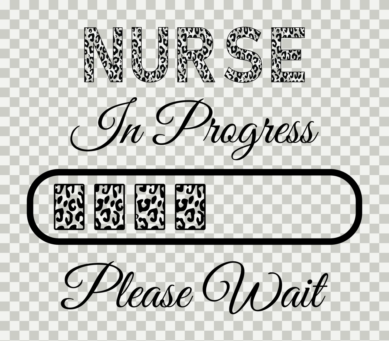 Nurse In Progress Text With Leopard Print Loading bar black transparency and detail preview thumbnail