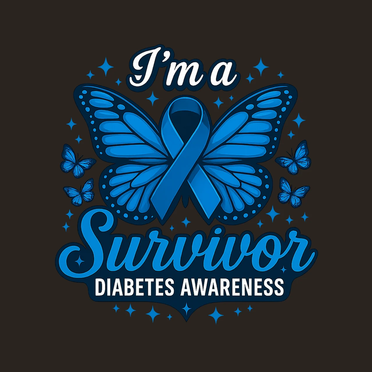 Im Survivor Butterfly Fight Diabetes Awareness Support Hope contrast preview thumbnail