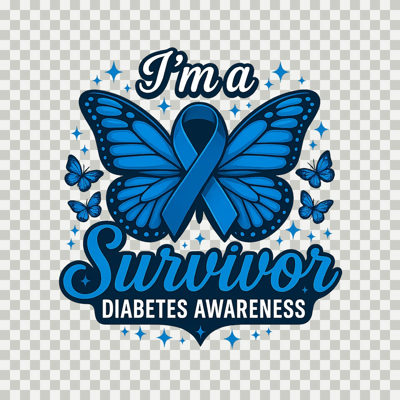 Im Survivor Butterfly Fight Diabetes Awareness Support Hope transparency and detail preview thumbnail
