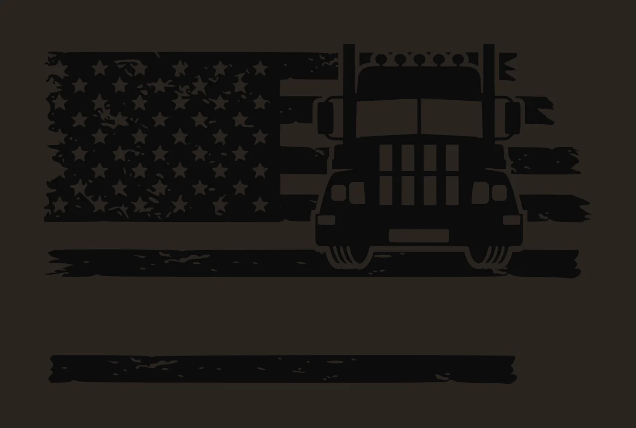 Truck Front View Of Silhouette Against A Distressed flag stars contrast preview thumbnail