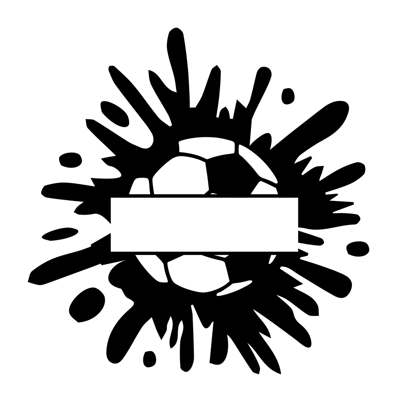 Soccer Ball Splash Banner Graphic splashing ink stencil illustration