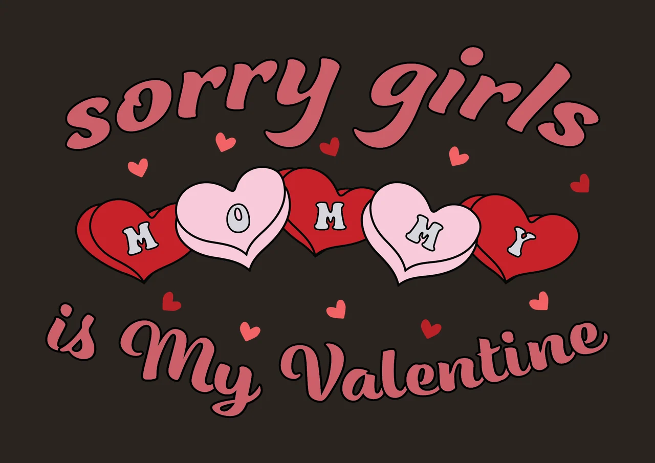 Sorry Girls Is My Valentine Text with hearts declaring calligraphy contrast preview thumbnail