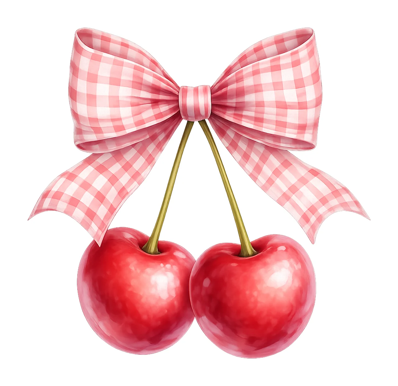Watercolor Cherry Bow Vintage Cherry Artwork Pink Bow Design