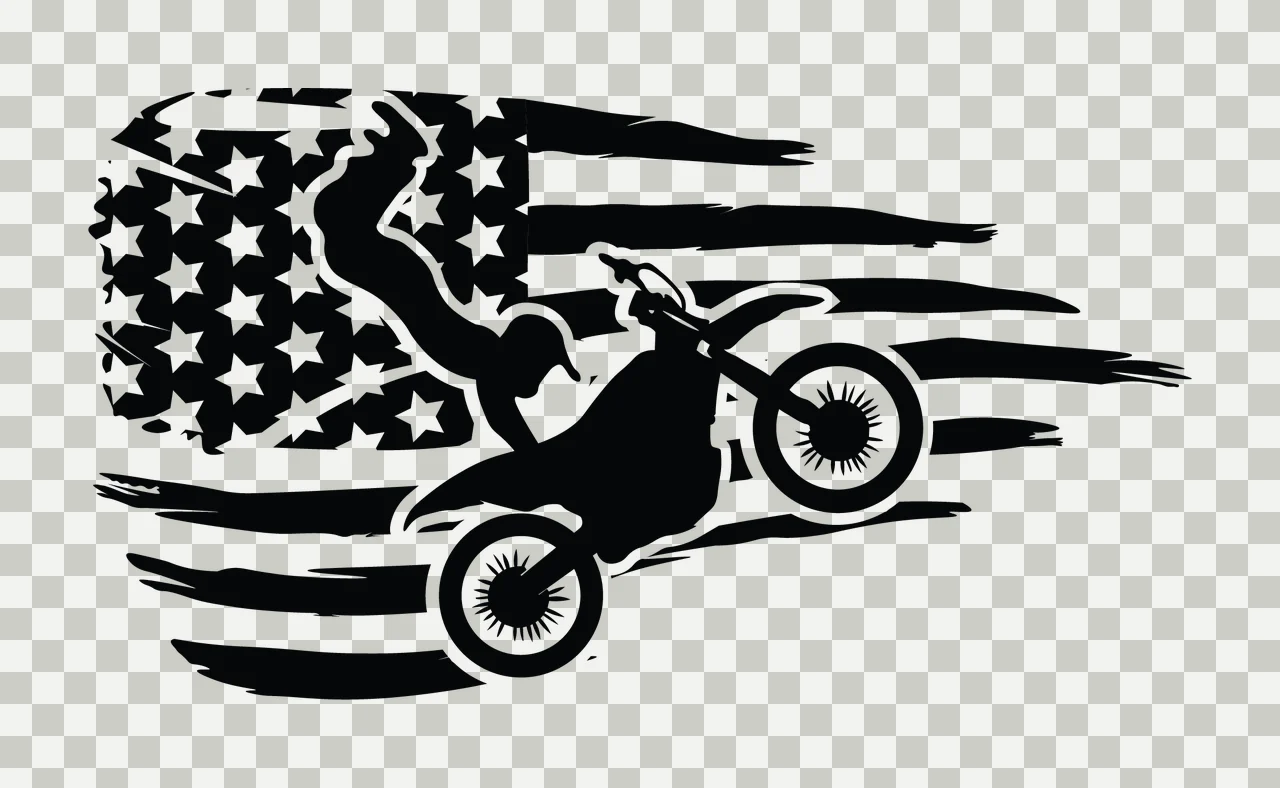 Motocross Jumping Over American Flag Stripes rider motorcycle transparency and detail preview thumbnail